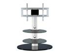 Falcon Black Round Glass and Metal Flat Panel Stand